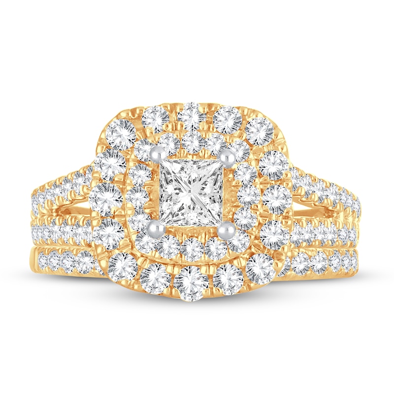 Main Image 3 of Diamond Bridal Set 2 ct tw Round/Princess 14K Yellow Gold