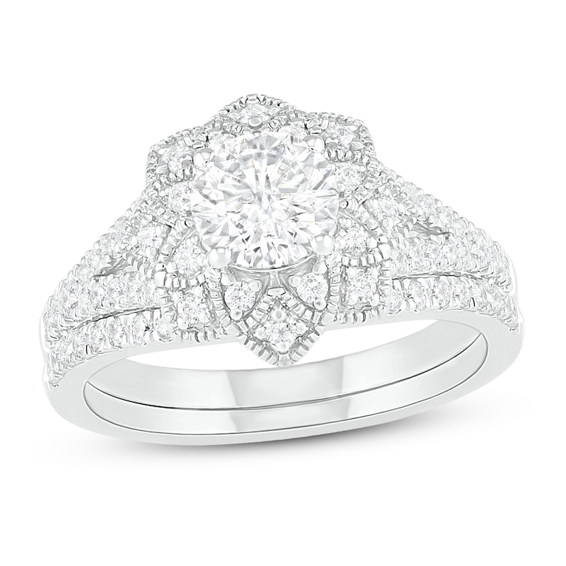 Main Image 1 of Diamond Bridal Set 1-1/8 ct tw Round 14K White Gold