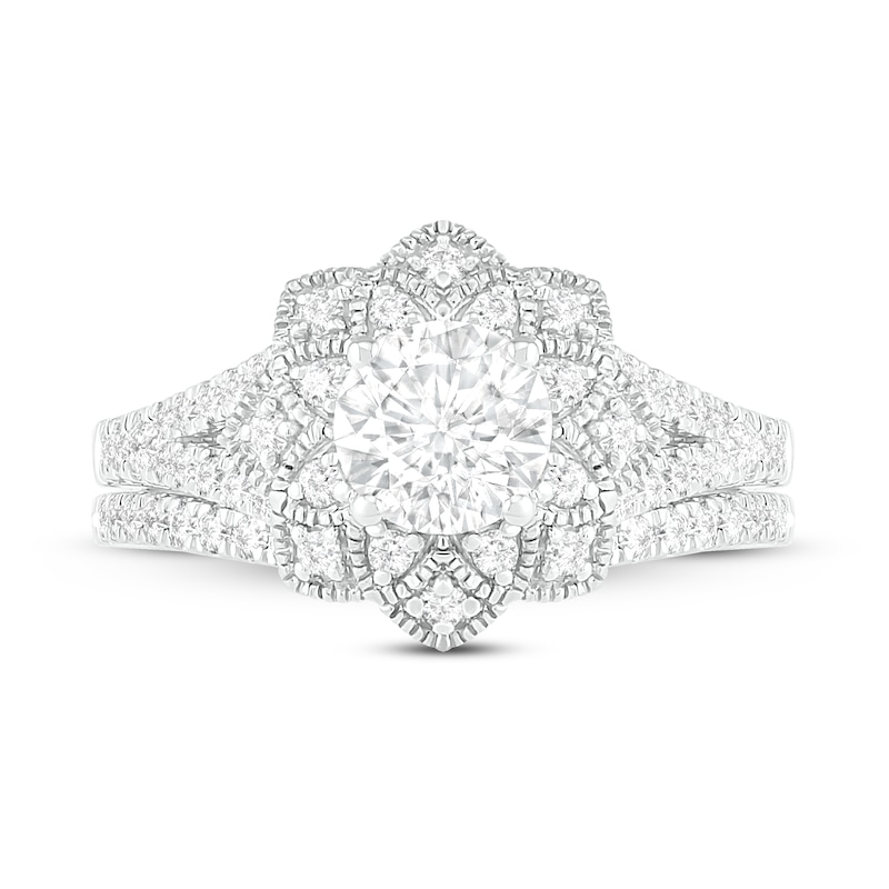 Main Image 2 of Diamond Bridal Set 1-1/8 ct tw Round 14K White Gold