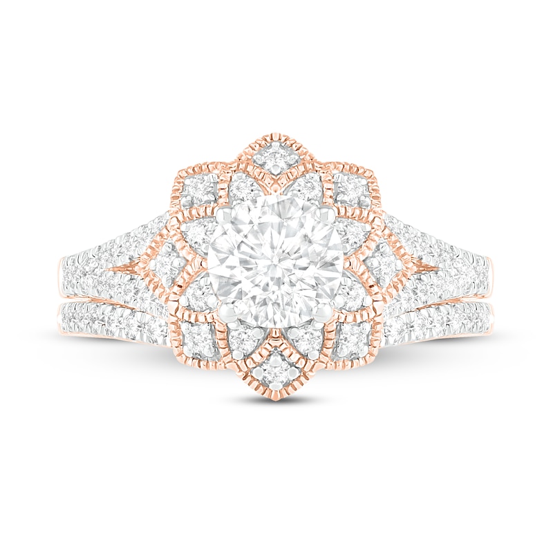 Main Image 2 of Diamond Bridal Set 1-1/8 ct tw Round 14K Rose Gold