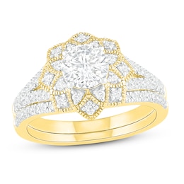 Diamond Bridal Set 1-1/8 ct tw Round 14K Yellow Gold