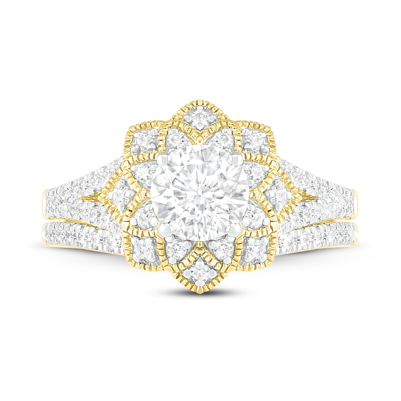 Main Image 2 of Diamond Bridal Set 1-1/8 ct tw Round 14K Yellow Gold
