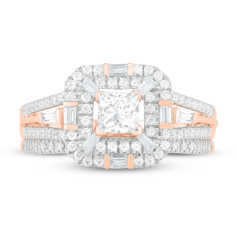 Main Image 2 of Diamond Bridal Set 1 ct tw Princess, Baguette & Round 14K Rose Gold