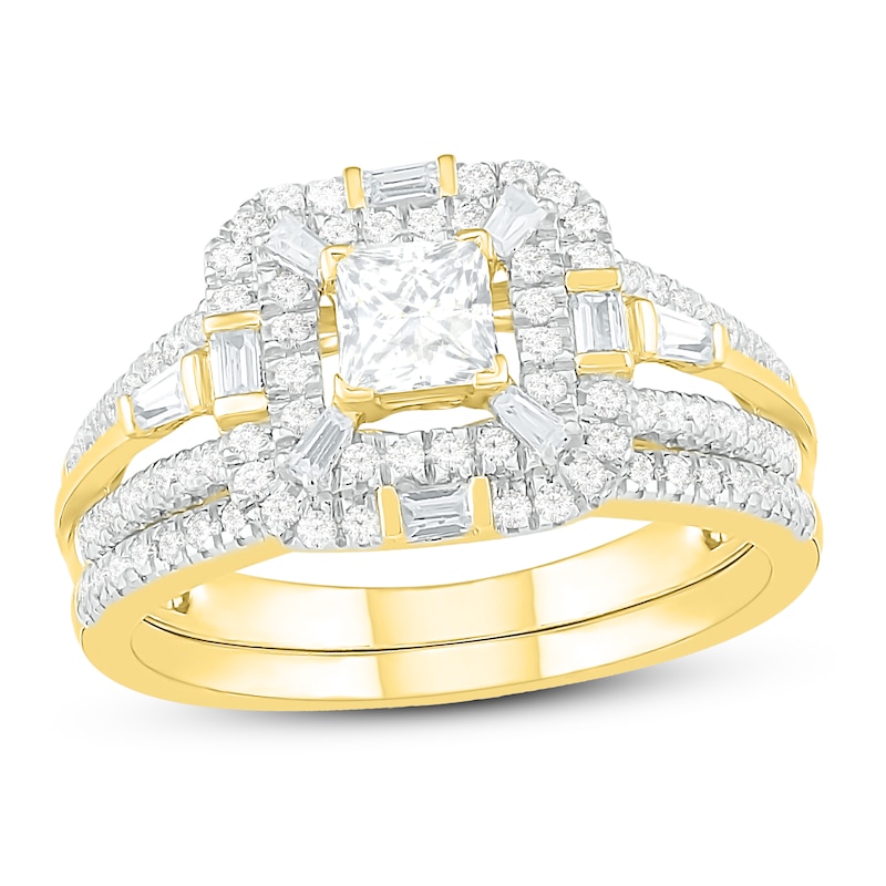 Main Image 1 of Diamond Bridal Set 1 ct tw Princess, Baguette & Round 14K Yellow Gold