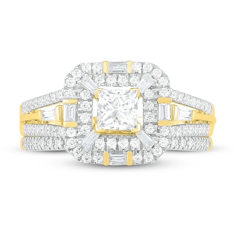 Main Image 2 of Diamond Bridal Set 1 ct tw Princess, Baguette & Round 14K Yellow Gold