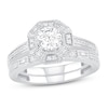 Thumbnail Image 1 of Diamond Bridal Set 5/8 ct tw Round/Baguette 14K White Gold