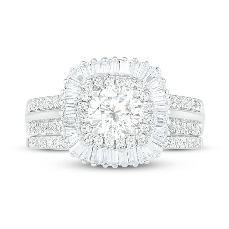 Main Image 2 of Diamond Bridal Set 1-3/8 ct tw Round/Baguette 14K White Gold
