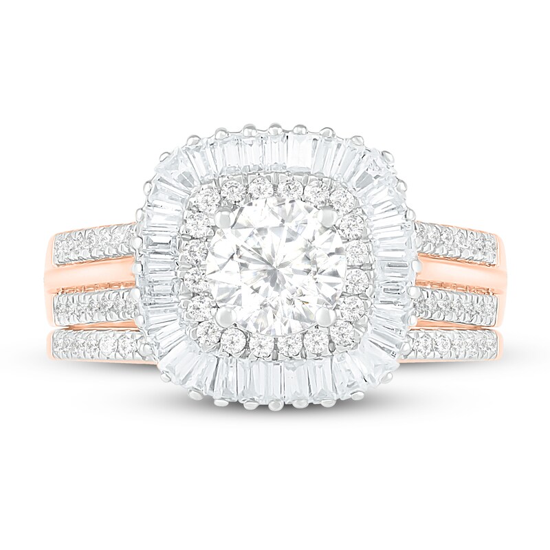 Main Image 2 of Diamond Bridal Set 1-3/8 ct tw Round/Baguette 14K Rose Gold
