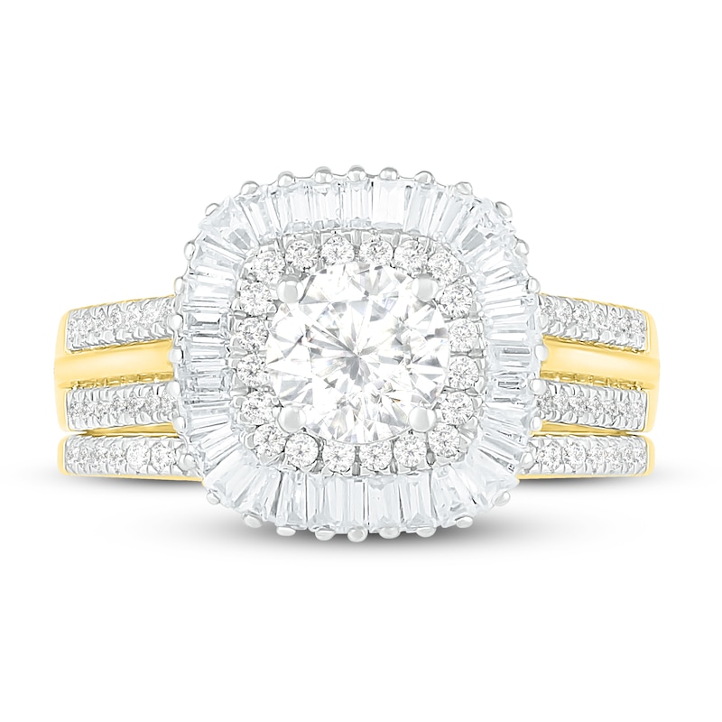 Main Image 2 of Diamond Bridal Set 1-3/8 ct tw Round/Baguette 14K Yellow Gold