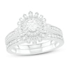 Thumbnail Image 1 of Diamond Bridal Set 3/4 ct tw Round/Baguette 14K White Gold