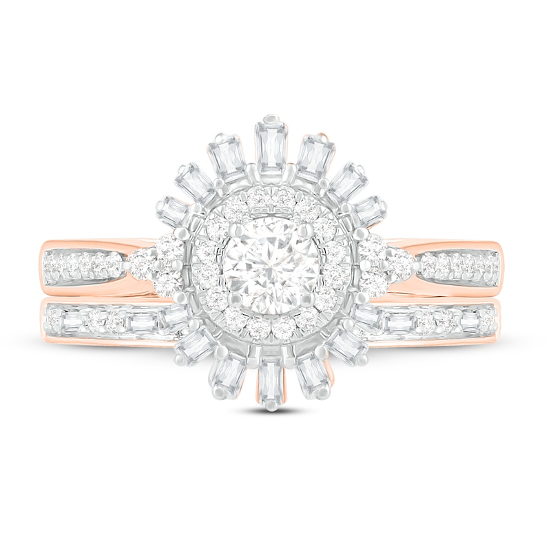 Main Image 2 of Diamond Bridal Set 3/4 ct tw Round/Baguette 14K Rose Gold