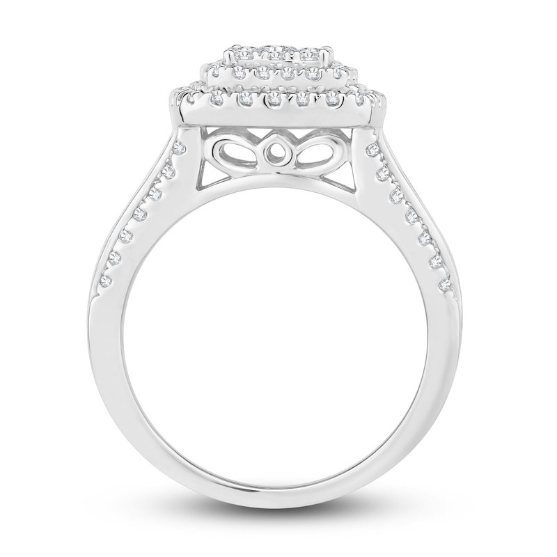 Diamond Engagement Ring 1 ct tw Round/Baguette 14K White Gold