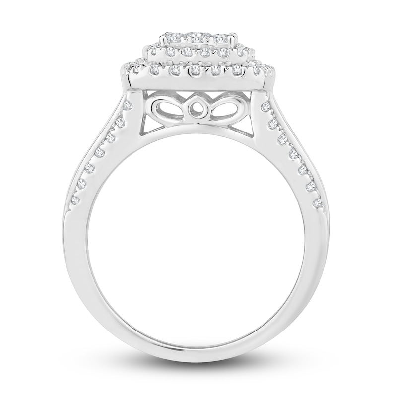 Main Image 2 of Diamond Engagement Ring 1 ct tw Round/Baguette 14K White Gold