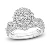 Thumbnail Image 0 of Diamond Bridal Set 1-1/2 ct tw Oval/Round 14K White Gold