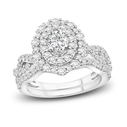 Diamond Bridal Set 1-1/2 ct tw Oval/Round 14K White Gold