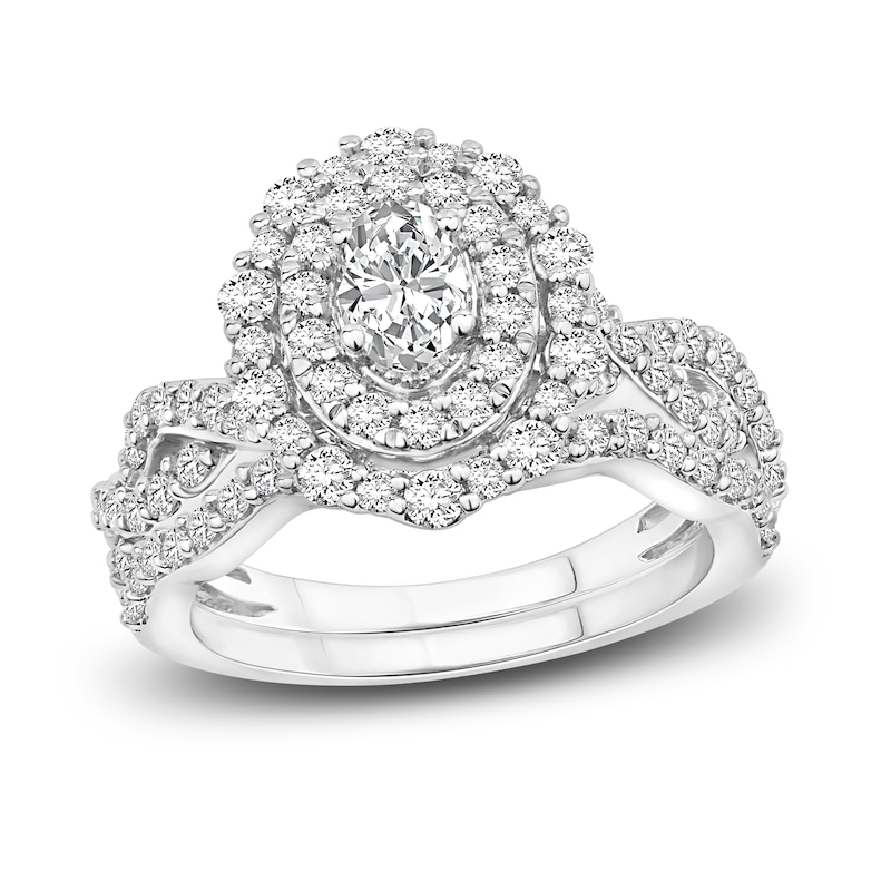Diamond Bridal Set 1-1/2 ct tw Oval/Round 14K White Gold
