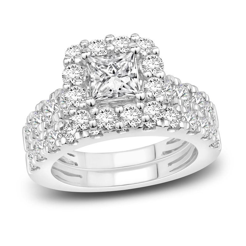 Main Image 1 of Diamond Bridal Set 3-7/8 ct tw Princess/Round 14K White Gold