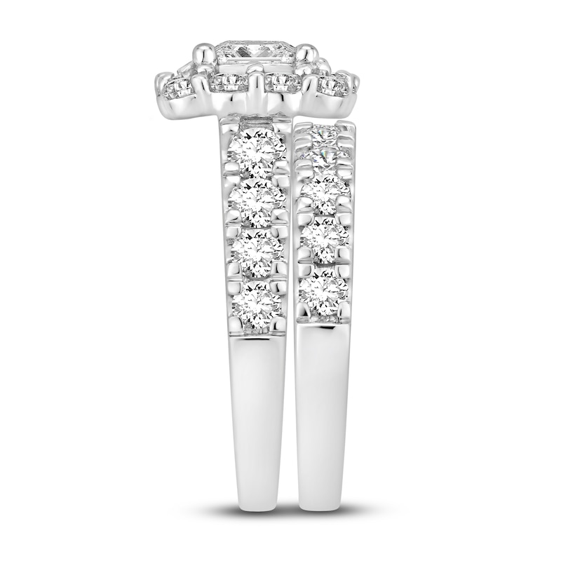 Main Image 2 of Diamond Bridal Set 3-7/8 ct tw Princess/Round 14K White Gold
