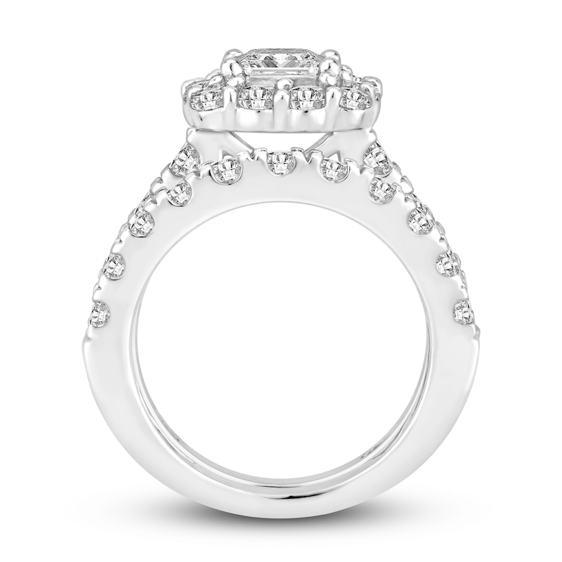 Main Image 3 of Diamond Bridal Set 3-7/8 ct tw Princess/Round 14K White Gold