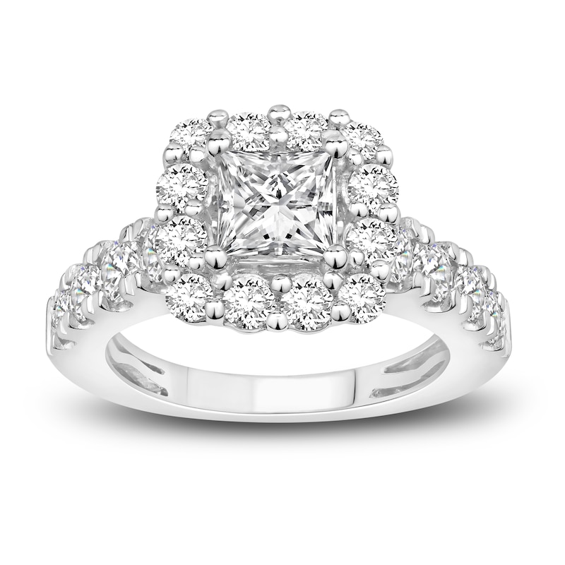 Main Image 4 of Diamond Bridal Set 3-7/8 ct tw Princess/Round 14K White Gold