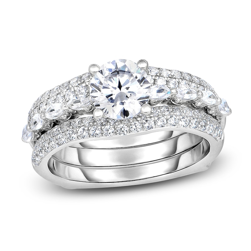 Main Image 1 of Diamond Bridal Set 1-1/2 ct tw Round/Marquise 14K White Gold
