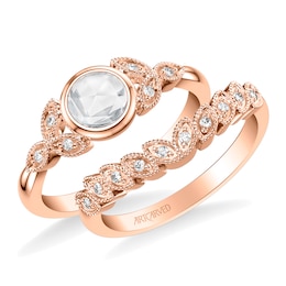 ArtCarved Rose-Cut Diamond Bridal Set 5/8 ct tw 14K Rose Gold