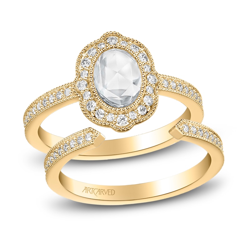 ArtCarved Rose-Cut Diamond Bridal Set 3/4 ct tw 14K Yellow Gold