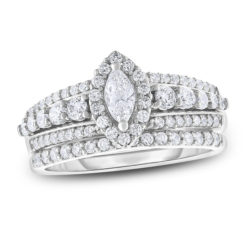Main Image 1 of Diamond Bridal Set 1 ct tw Round/Marquise 14K White Gold