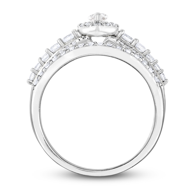 Diamond Bridal Set 1 ct tw Round/Marquise 14K White Gold