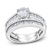 Thumbnail Image 1 of Diamond Bridal Set 1-1/4 ct tw Round/Baguette 14K White Gold
