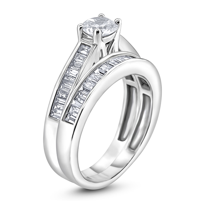 Main Image 2 of Diamond Bridal Set 1-1/4 ct tw Round/Baguette 14K White Gold
