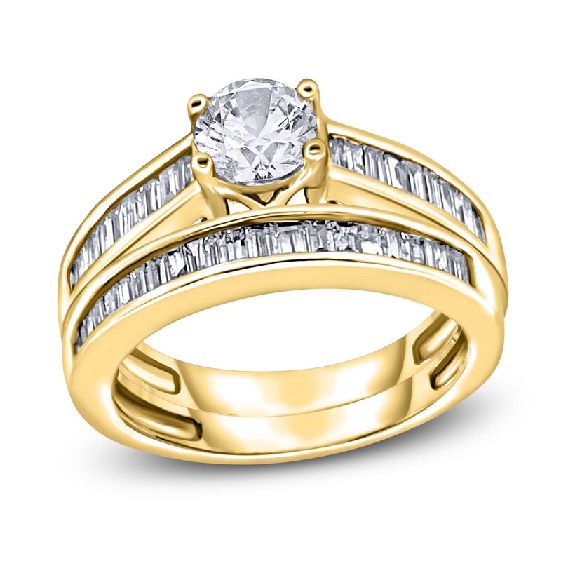 Main Image 1 of Diamond Bridal Set 1-1/4 ct tw Round/Baguette 14K Yellow Gold
