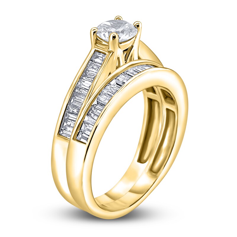Main Image 2 of Diamond Bridal Set 1-1/4 ct tw Round/Baguette 14K Yellow Gold