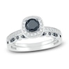 Thumbnail Image 0 of Black Diamond Bridal Set 5/8 ct tw Round 10K White Gold