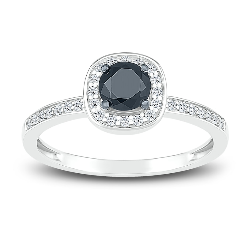Main Image 2 of Black Diamond Bridal Set 5/8 ct tw Round 10K White Gold