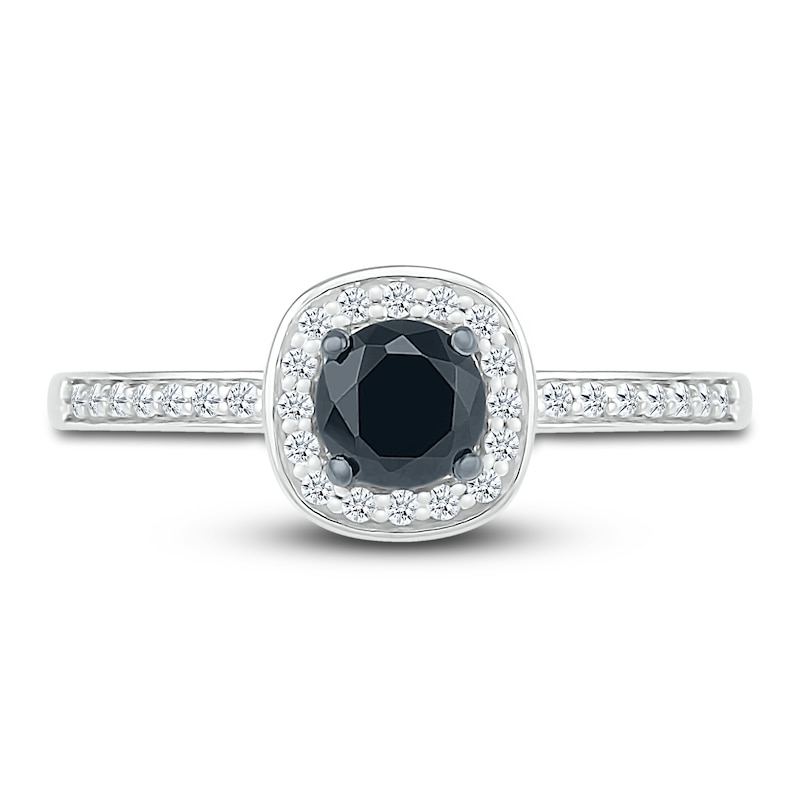 Main Image 3 of Black Diamond Bridal Set 5/8 ct tw Round 10K White Gold