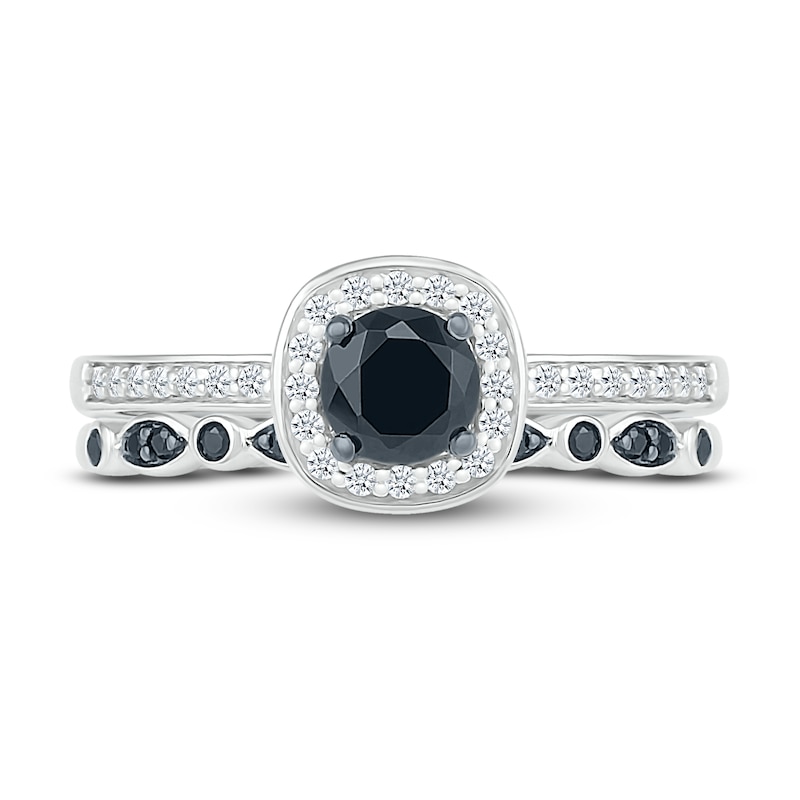 Main Image 6 of Black Diamond Bridal Set 5/8 ct tw Round 10K White Gold