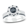 Thumbnail Image 0 of Black Diamond Bridal Set 1 ct tw Round 10K White Gold