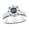 Thumbnail Image 1 of Black Diamond Bridal Set 1 ct tw Round 10K White Gold