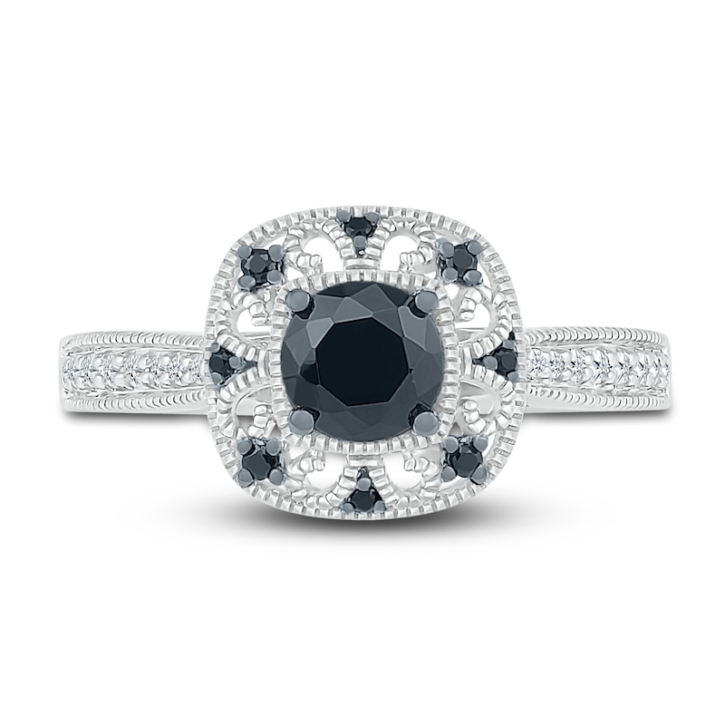 Main Image 3 of Black Diamond Bridal Set 1 ct tw Round 10K White Gold