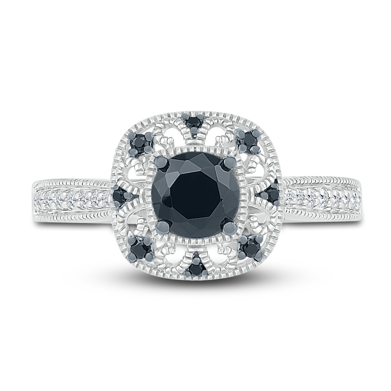 Black Diamond Bridal Set 1 ct tw Round 10K White Gold