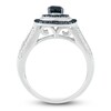 Thumbnail Image 3 of Black Diamond Engagement Ring 1 ct tw Round/Baguette 10K White Gold
