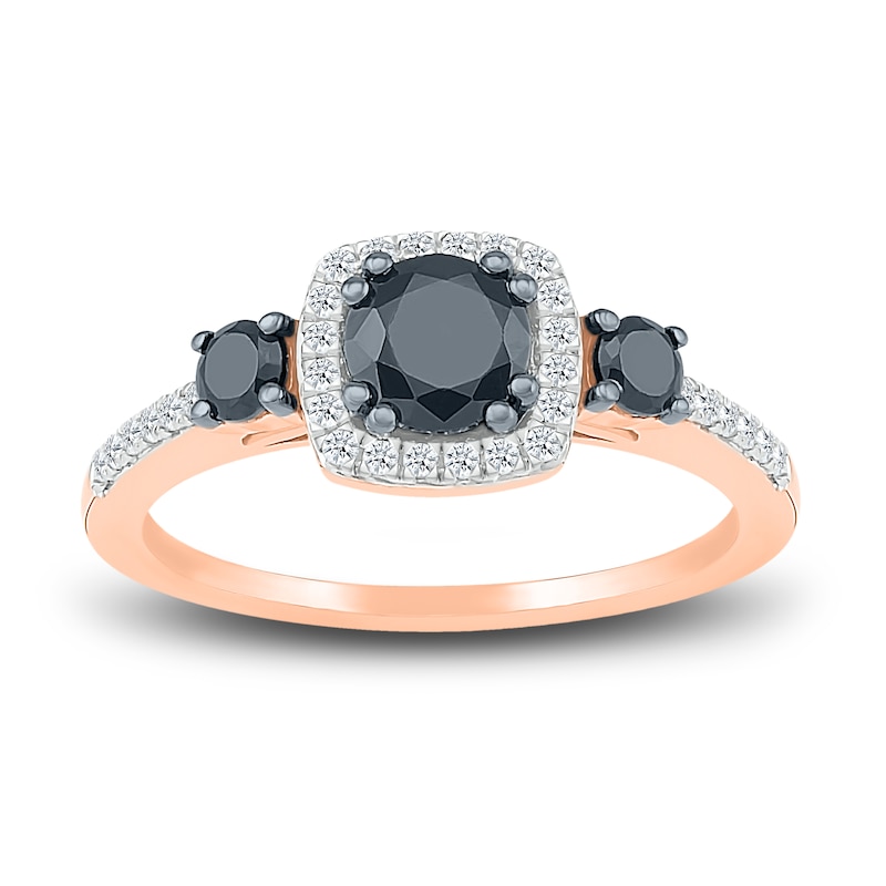 Main Image 2 of Black Diamond Bridal Set 1 ct tw Round 10K Rose Gold