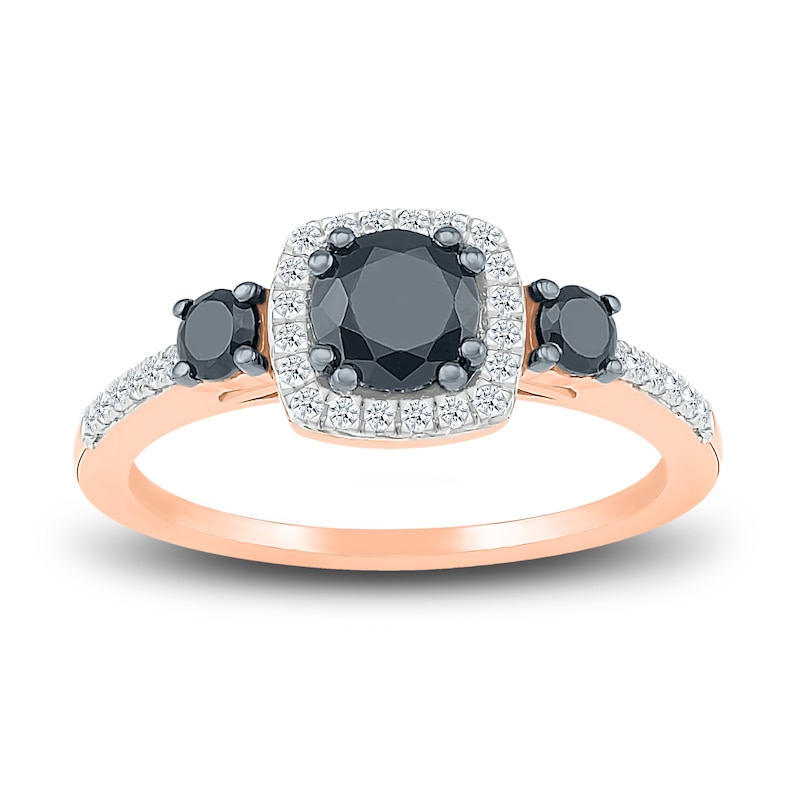 Black Diamond Bridal Set 1 ct tw Round 10K Rose Gold