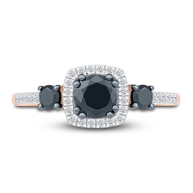 Main Image 3 of Black Diamond Bridal Set 1 ct tw Round 10K Rose Gold