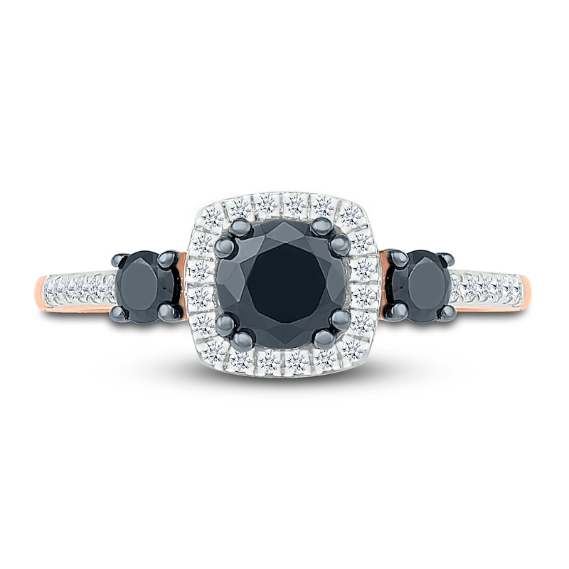 Black Diamond Bridal Set 1 ct tw Round 10K Rose Gold