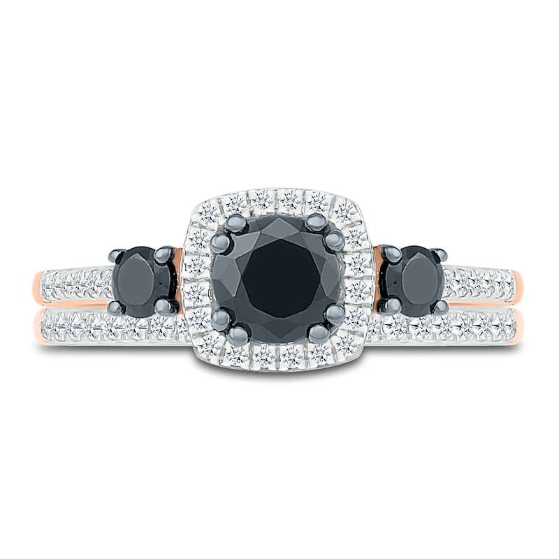 Black Diamond Bridal Set 1 ct tw Round 10K Rose Gold