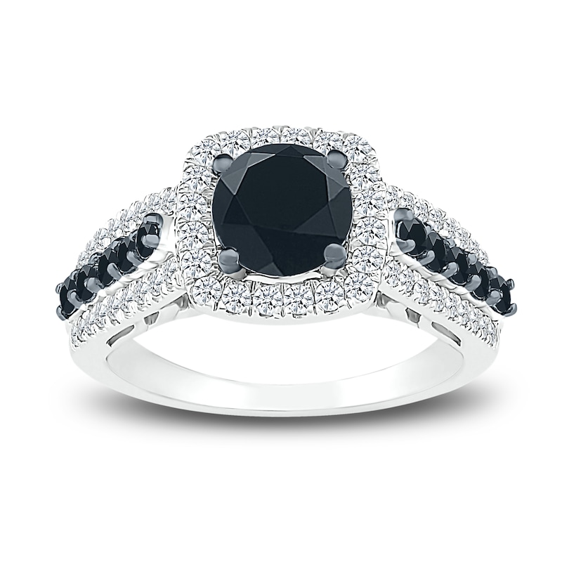 Main Image 2 of Black Diamond Bridal Set 2 ct tw Round 10K White Gold