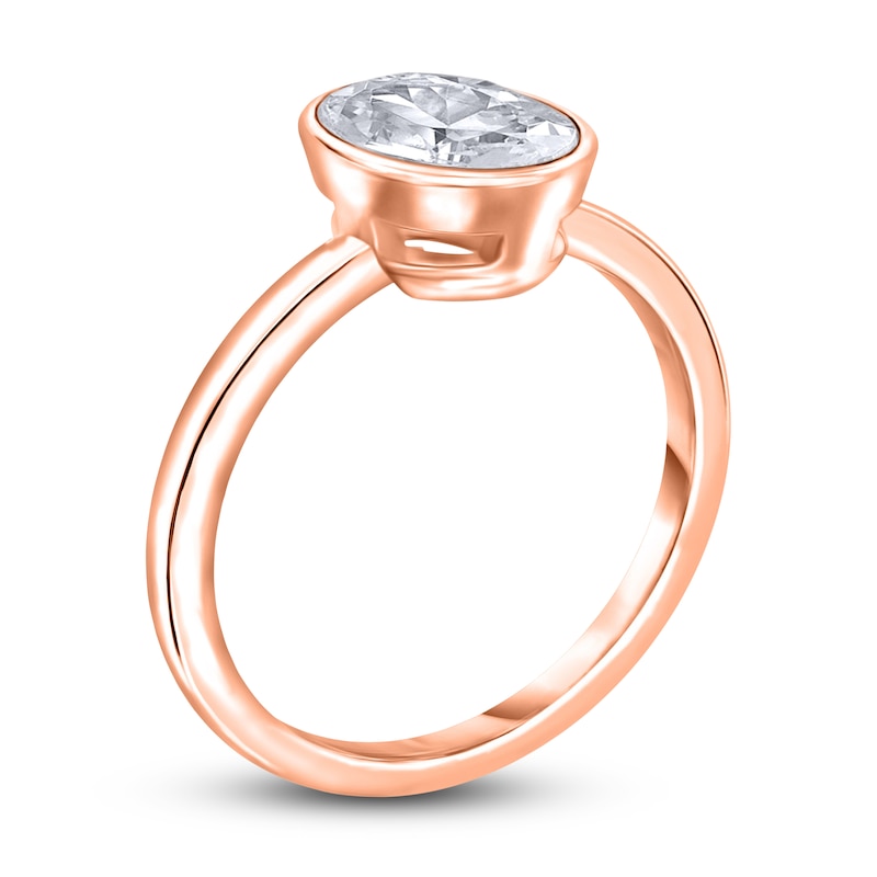Main Image 2 of Diamond Solitaire Engagement Ring 2 ct tw Bezel-Set Oval 14K Rose Gold (I2/I)