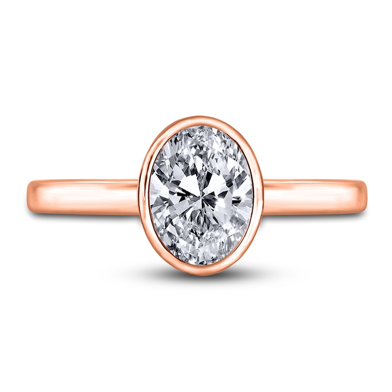 Main Image 3 of Diamond Solitaire Engagement Ring 2 ct tw Bezel-Set Oval 14K Rose Gold (I2/I)